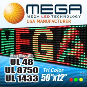 UL 3COLOR REMOTE CONTROL PROGRAMMABLE LED SIGN 50 x 12  