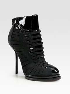 Alexander Wang   Aida Suede and Patent Leather Woven Ankle Boots 