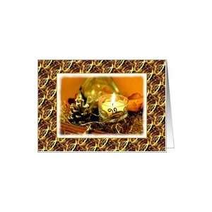 Christmas Candle Pine Cone Gold Ribbons, Card Health 