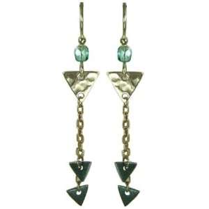    Jody Coyote Silver Blue Hammered Metal Chain Earrings Jewelry