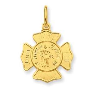    plated Sterling Silver Saint Florian Firemans Badge Medal Jewelry