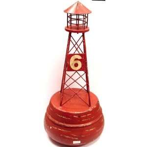  Wood and Iron Navigational Buoy Float Red 6 Nautical Decor 