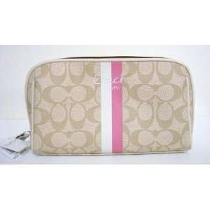 AUTHENTIC COACH HERITAGE STRIPE EXTRA LARGE COSMETICS POUCH 43505 