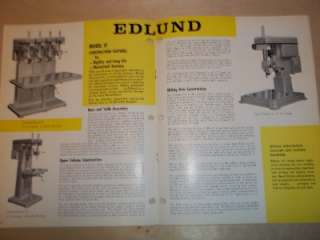 Vtg Edlund Machinery Catalog~Drilling/Tapping Machines  