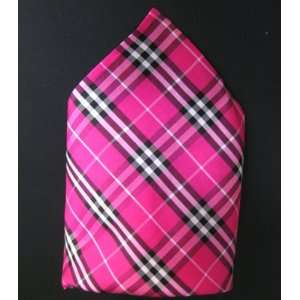   19 Handkerchief Scarf 100% Pure Silk   Pink Tartan 