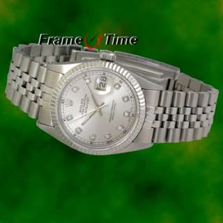 Rolex Mens Diamond SS Stainless Steel Jubilee Silver Face Datejust 
