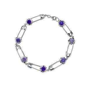  ZR Blue Crystal Punk Chic Silver Bracelet Jewelry