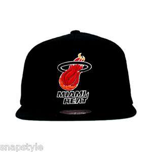 New NBA MIAMI HEAT SNAPBACK MITCHELL & NESS One Tone Black Hat  