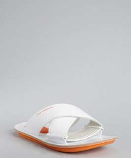 Yohji Yamamoto Adidas white leather Hikari slip on sandals 