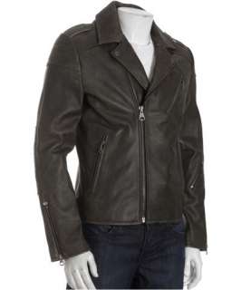 Andrew Marc brown distressed leather motorcycle jacket