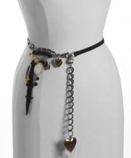 Dolce & Gabbana black grosgrain Heritage heart locket chain belt