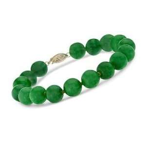  Jade Beaded Bracelet In 14kt Yellow Gold. 7.5 Jewelry