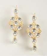 Kenneth Jay Lane gold resin crystal dangle earrings style# 318806701