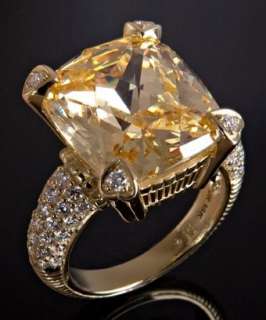 Judith Ripka canary crystal and pave diamond Lola ring   up 