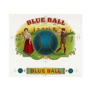  Blue Ball Brand Cigar Box Label, Female Tennis Player 