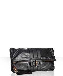 Gucci black leather Lucy folded clutch  