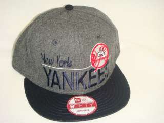 NEW YORK YANKEES NEW ERA NCAA SNAPBACK HAT CAP WOOL GREY/TEAM  