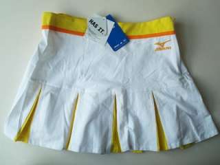NWT MIZUNO Womens Tennis Skirt shorts White/Yellow L 28 30  