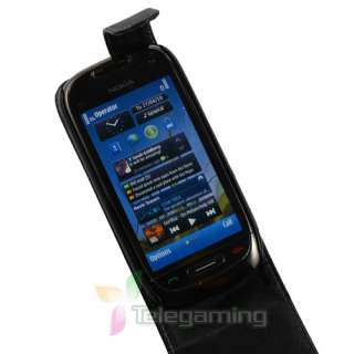 For NOKIA ASTOUND C7 BLACK LEATHER CASE POUCH COVER  
