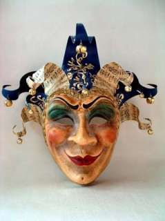 Si Lucia Jolly Pagliaccio Blue Masquerade Mask Italy  