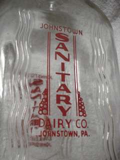 vintage Johnstown Sanitary Dairy Co milk bottle 1950s 2 quarts PA 