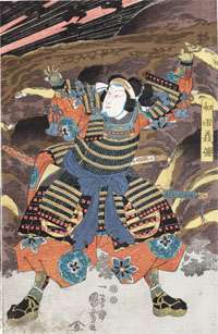 Japanese SAMURAI warrior on horseback, swords oriental  