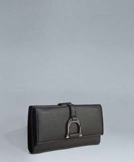 Gucci black leather stirrup detail continental wallet   up to 