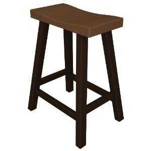   Height Faux Leather Saddle Stool (Sold in Pairs) in Mahogany / Amber