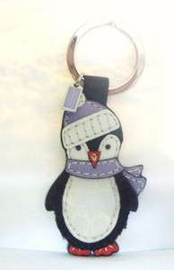 NEW COACH Leather Penguin with Scarf KEY FOB CHAIN 92410  