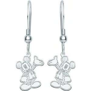    Sterling Silver Disney Waving Mickey Mouse Dangle Earrings Jewelry