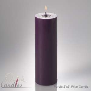 Purple Pillar Candles Unscented 2x6. Set of 10. For Weddings 