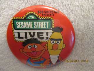 Vintage Pinback Button Sesame Street Live Bert & Ernie  