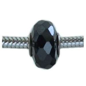  JET Black Crystal Glass Charm Bead for Troll Biagi Pandora 