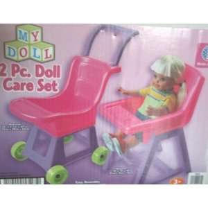  My Doll 2 Pc. Doll Care Set Stroller and High Chair Toys 