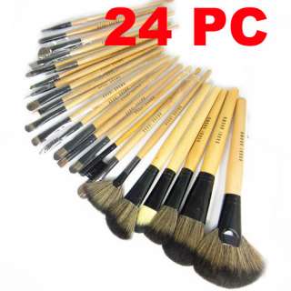 24PCS Professional Cosmetic Wooden Makeup Brush Sets with Leather Case 