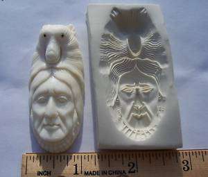 Bear Old Indian Brave Clay Push Mold Face Spirit Totem  