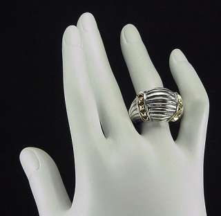   ESTATE LAGOS CAVIAR FLUTED PYRAMID SIZE 7 DOME RING 18K 925  
