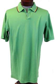 MENS GREEN SIZE LARGE SHORT SLEEVE POLO SHIRT WENDYS LOGO BUTTON 