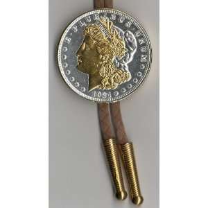   Toned Gold & Silver Old U.S. Silver dollar  Bolo tie Jewelry