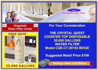 CRYSTAL QUEST BEIGE COUNTER TOP SEALED 30K WATER FILTER  