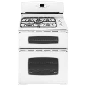    Gas Double Oven Range with 5 Insta Heat Sealed  White Appliances