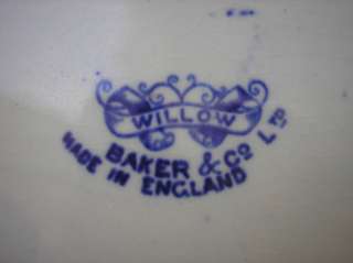 Flow Blue Willow Covered Soup Vegetable Tureen Baker & Co. Ltd England 