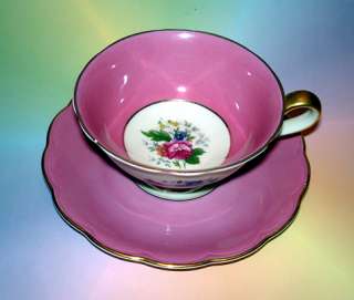 Pink & Floral Royal Bayreuth Bavaria Tea Cup and Saucer Set  