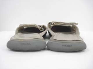   of auth prada tan canvas slides flats shoes in a size 10 these flats