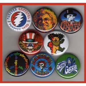  Grateful Dead Jerry Garcia Set of 8   1 Inch Magnets 