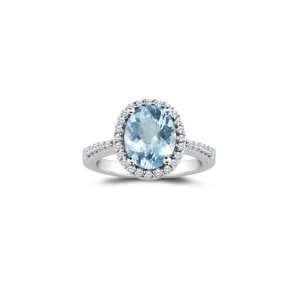   Cts Diamond & 3.00 Cts Aquamarine Ring in 18K White Gold 5.5 Jewelry