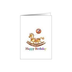    Happy 7th Birthday, Rocking Horse and Saddle Card: Toys & Games