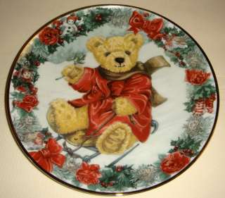 Sarah Bengry WINTER WONDERLAND Teddy Bear Plate MIB/COA  