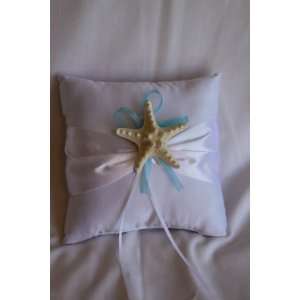  Beach Wedding Knobby Starfish Ring Pillow   White 