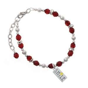   with Smiley Face Rectangle Maroon Czech Glass Beaded Charm Bracelet